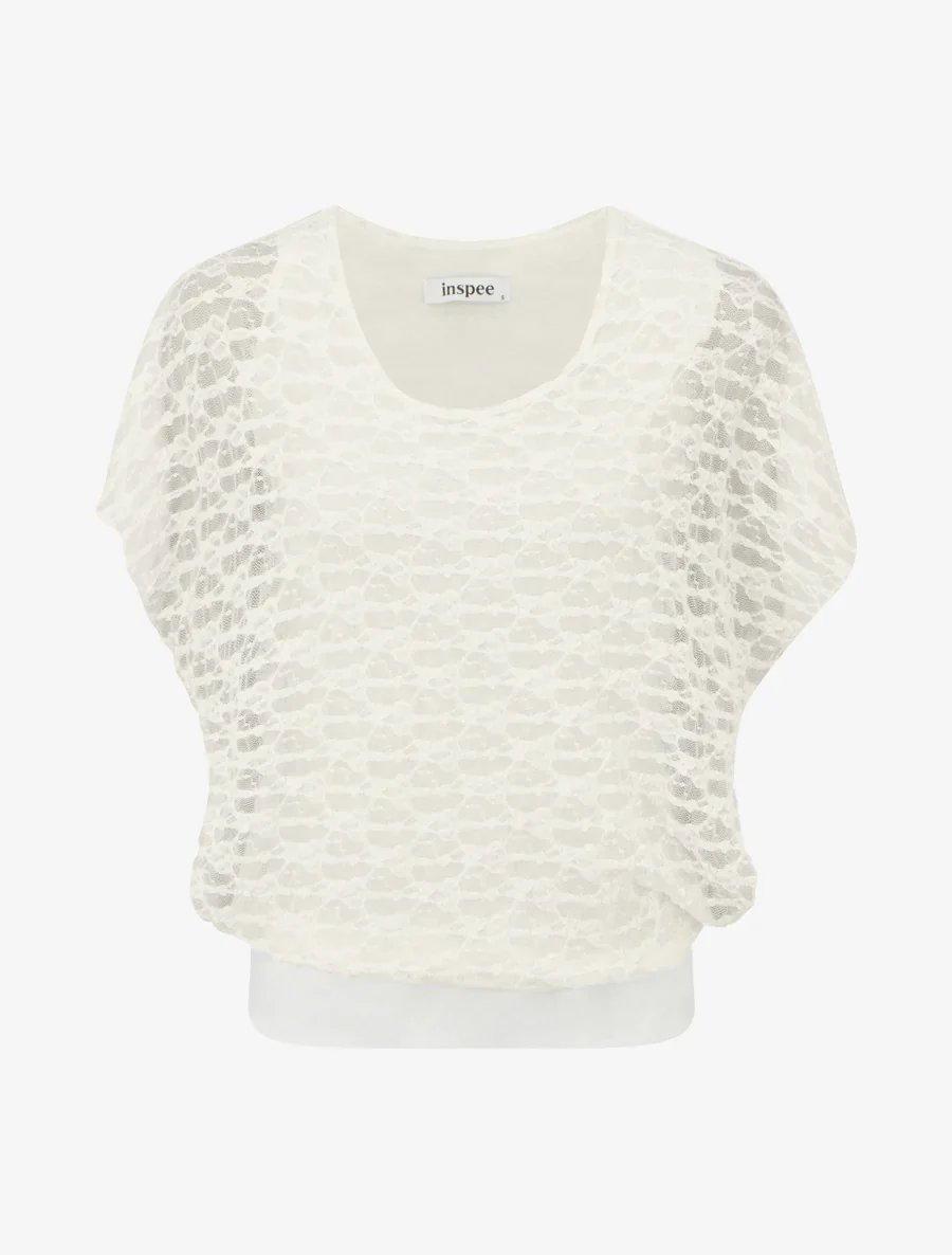Top boule en dentelle - Écru