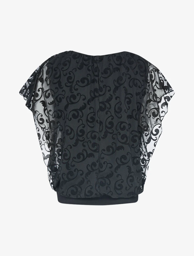 Top boule en voile et imprimés - Noir - Image 2