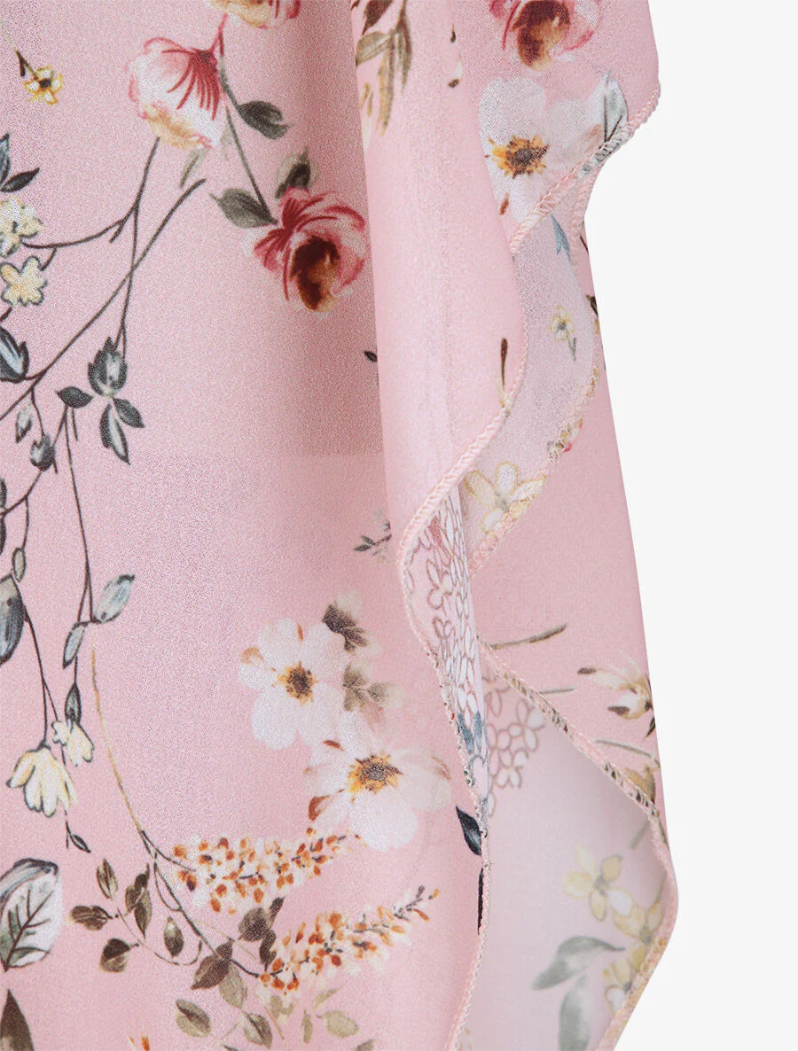 Top boule imprimé fleurs printanières - Rose - Image 3