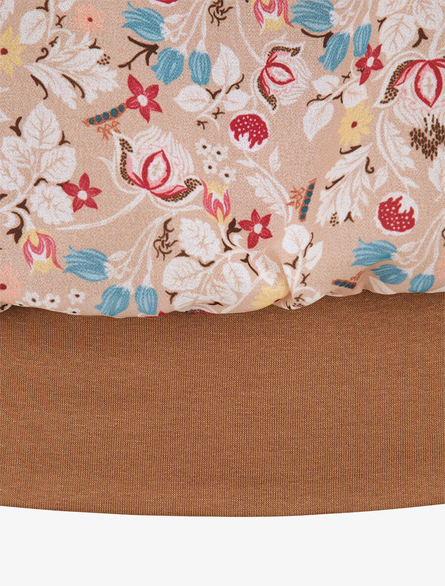 Top boule imprimé fleurs stylisées - Beige - Image 4