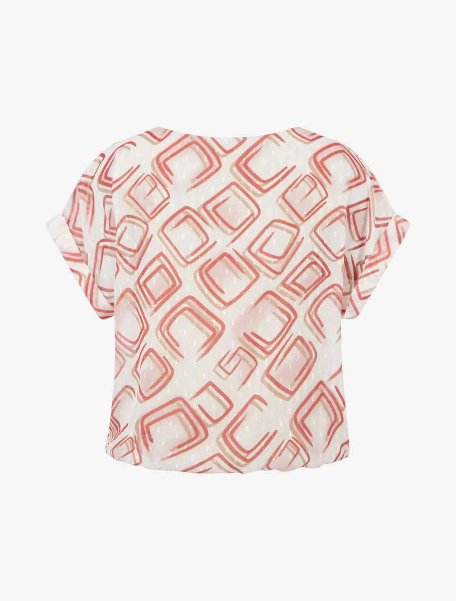 Top boule manches courtes à motifs graphiques - Rouge - Image 2