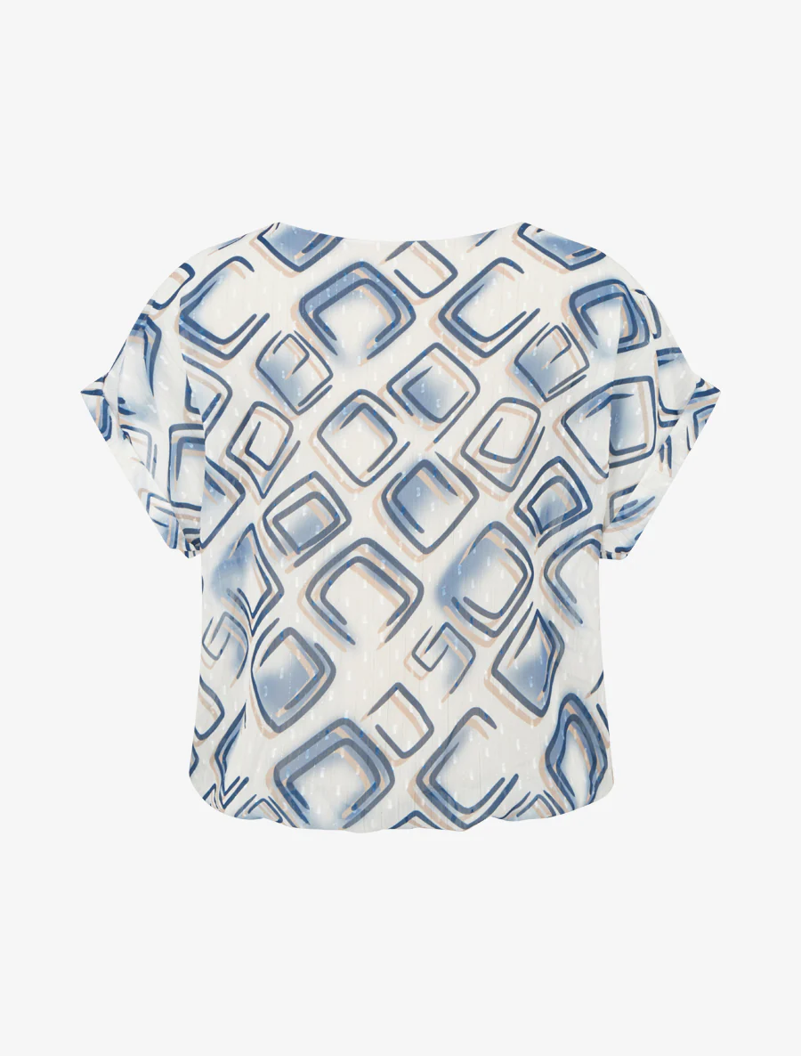 Top boule manches courtes à motifs graphiques - Marine - Image 2