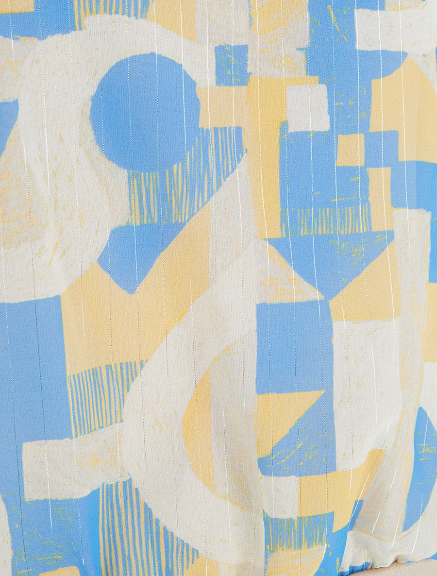 Top boule manches courtes imprimé graphique - Bleu clair - Image 3