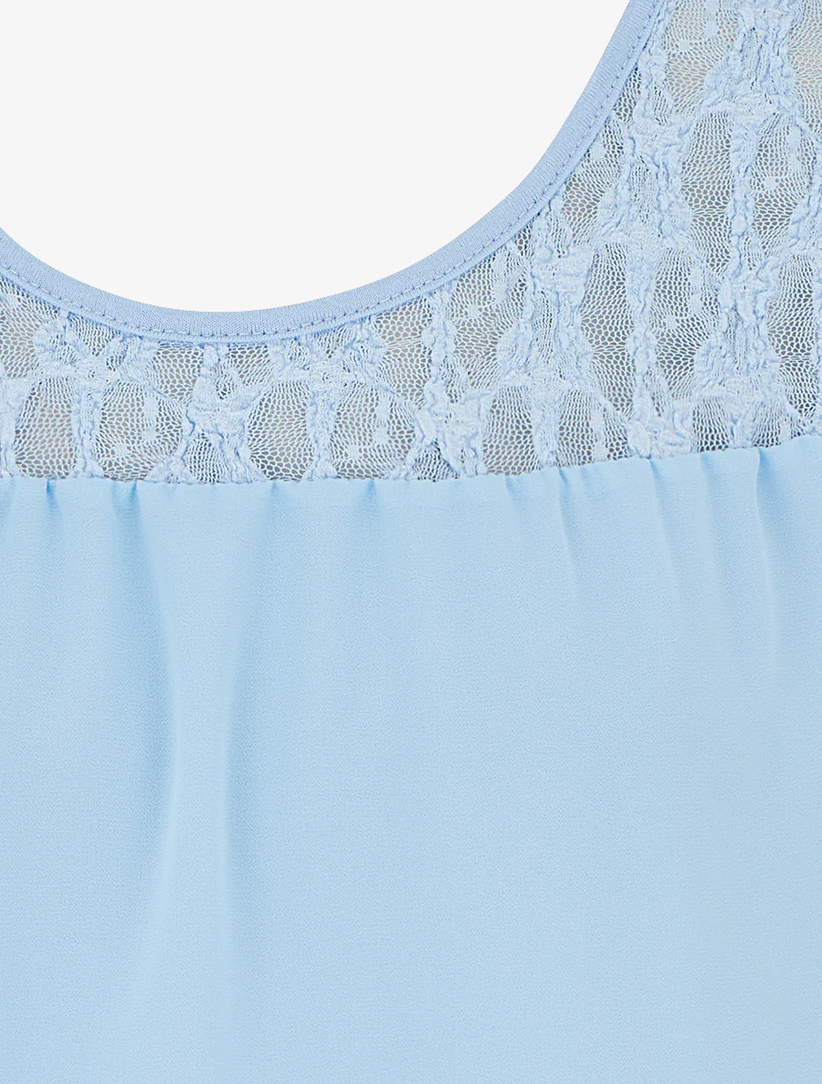 Top boule sans manches à dentelle - Bleu ciel - Image 3