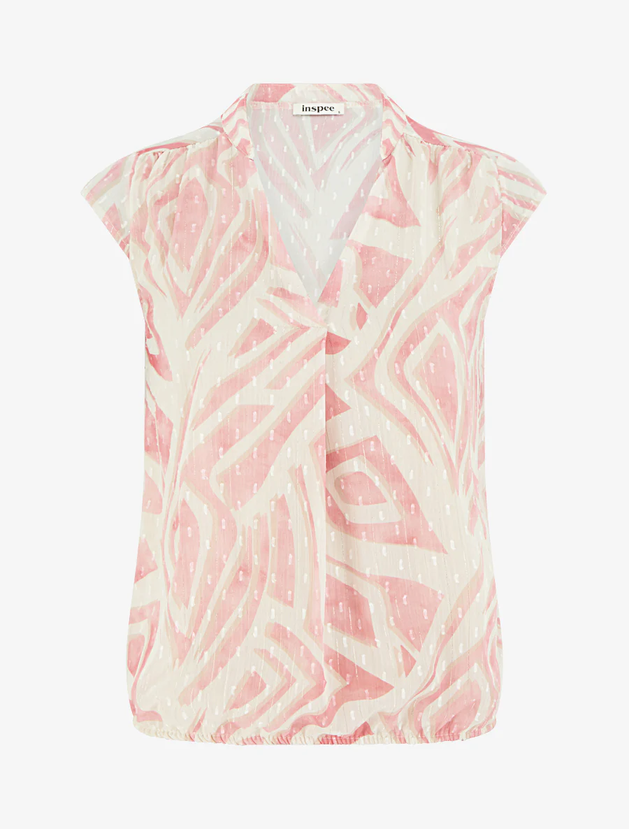 Top boule sans manches imprimé graphique - Rose