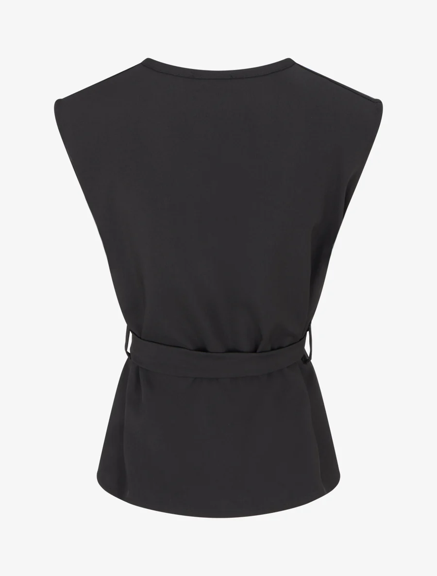 Top boutonné sans manches - Noir - Image 2