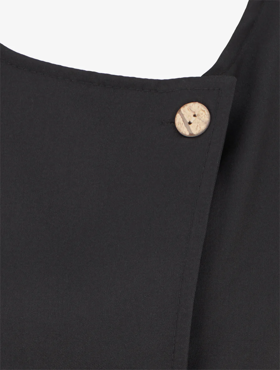 Top boutonné sans manches - Noir - Image 3