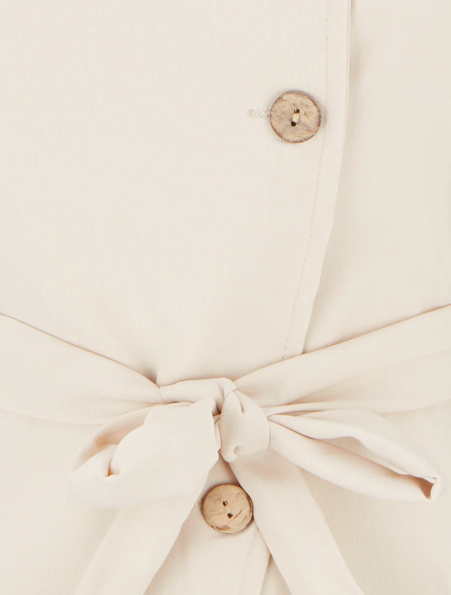 Top boutonné sans manches - Beige - Image 3