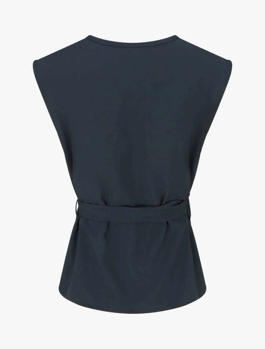 Top boutonné sans manches - Marine - Image 2
