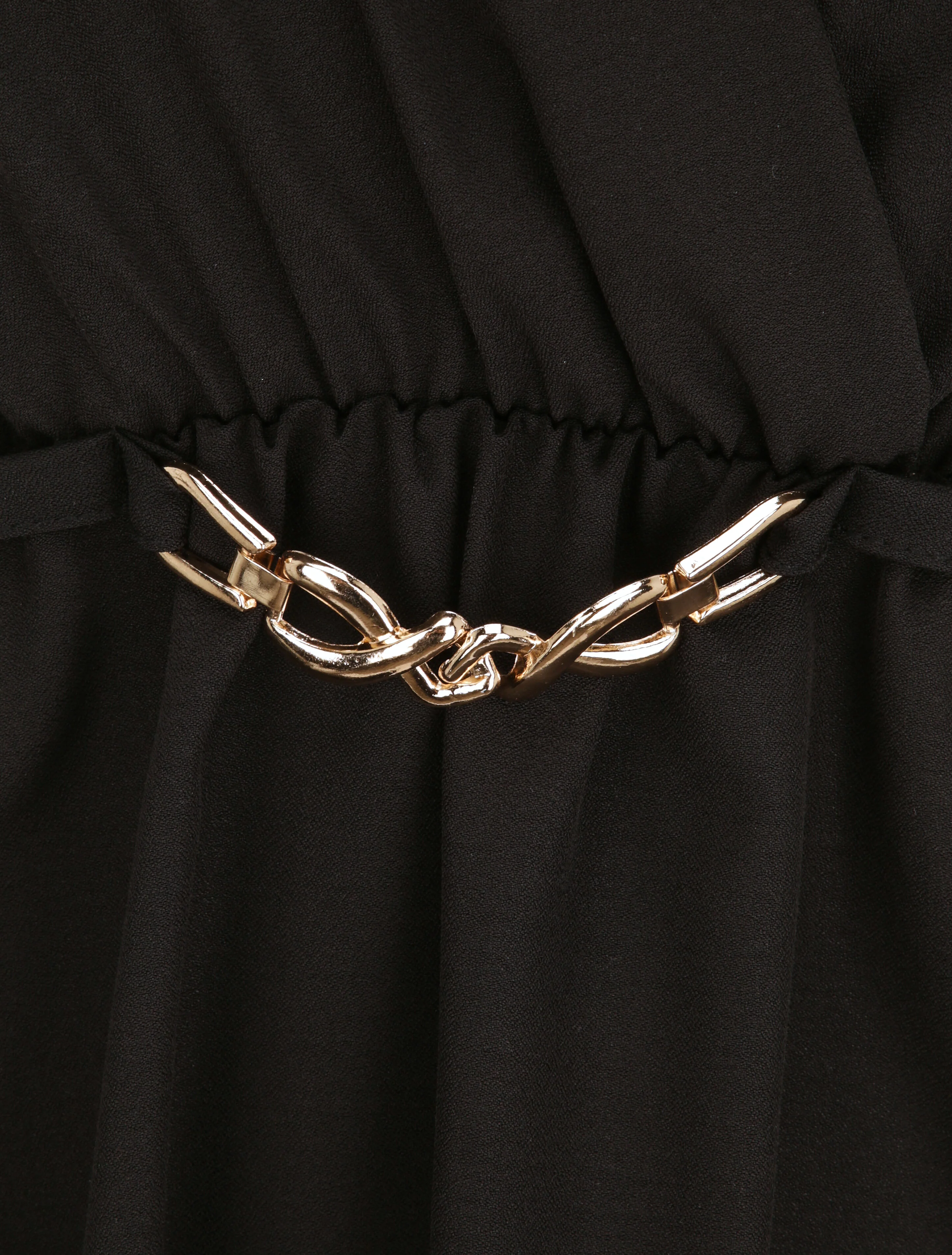 Top cache-coeur ajusté à ceinture décorative - Noir - Image 3
