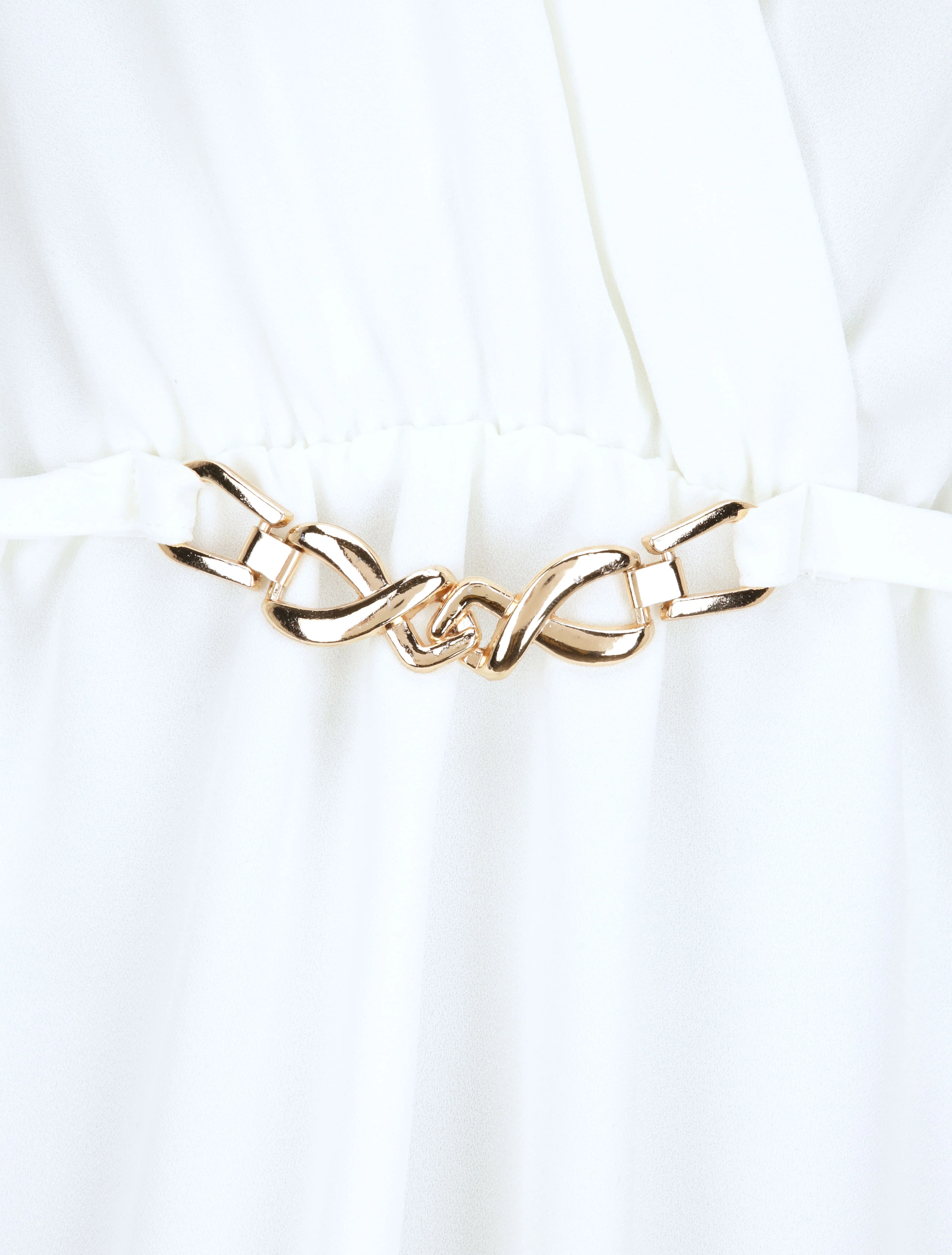 Top cache-coeur ajusté à ceinture décorative - Blanc - Image 3