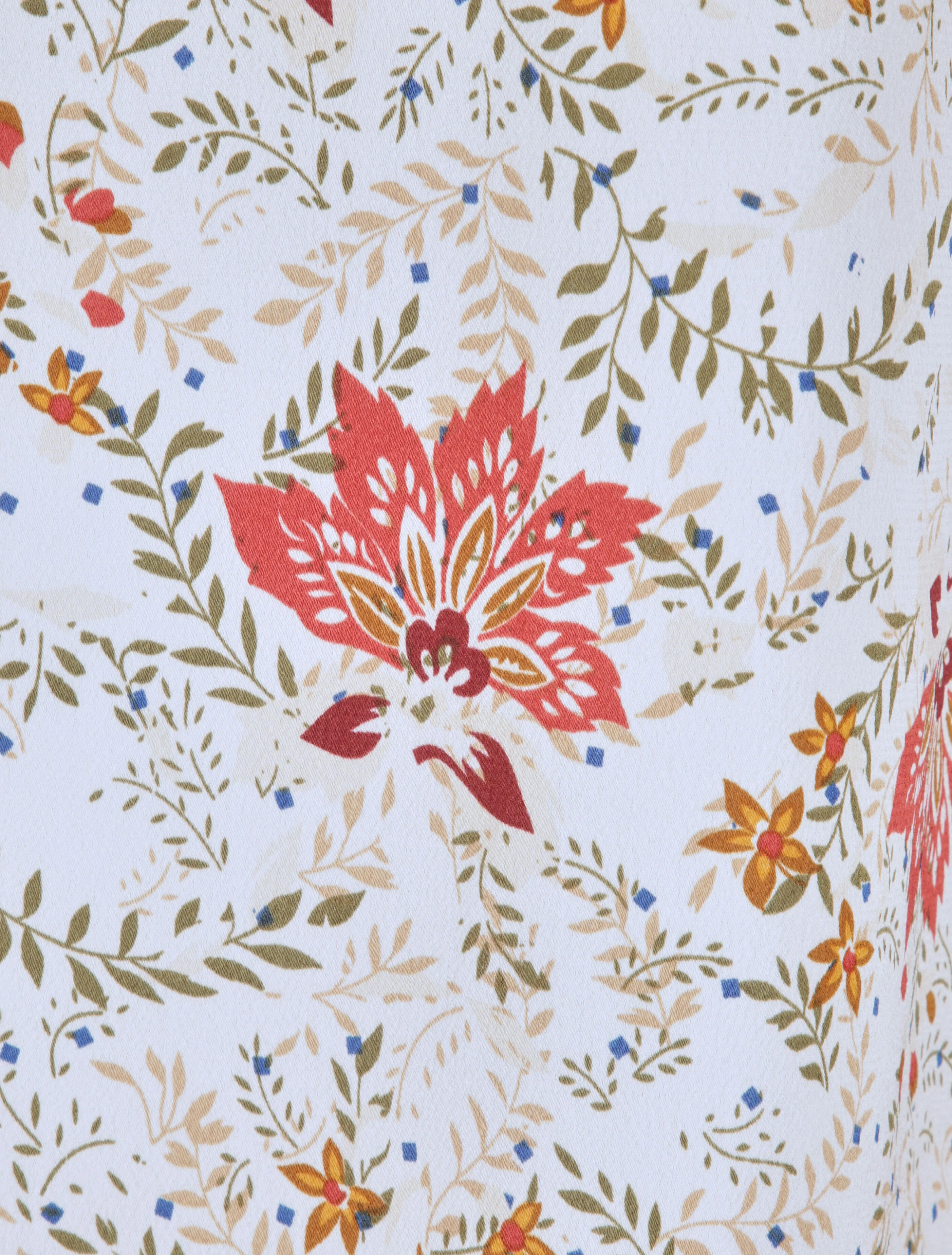 Top carré imprimé feuilles graphiques à encolure zippée - Écru - Image 4