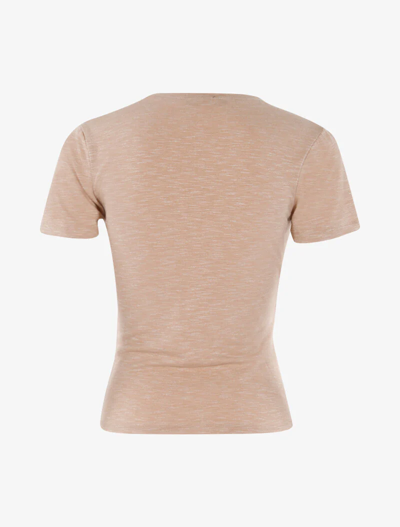 Top chiné à épaules strassées - beige - Image 2