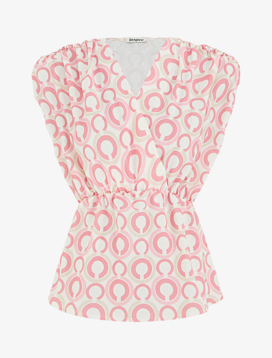 Top cintré sans manches imprimé graphique - Rose