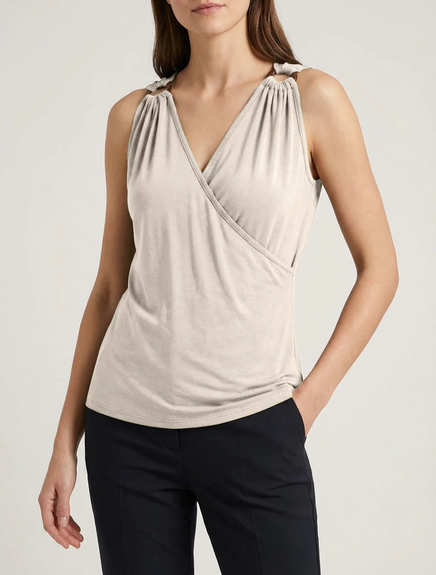 Top classique cache-coeur - Beige - Image 4