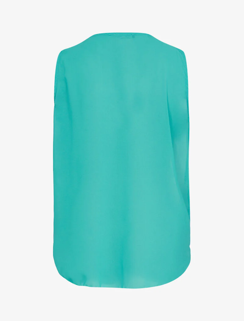 Top color block en voile - turquoise - Image 2