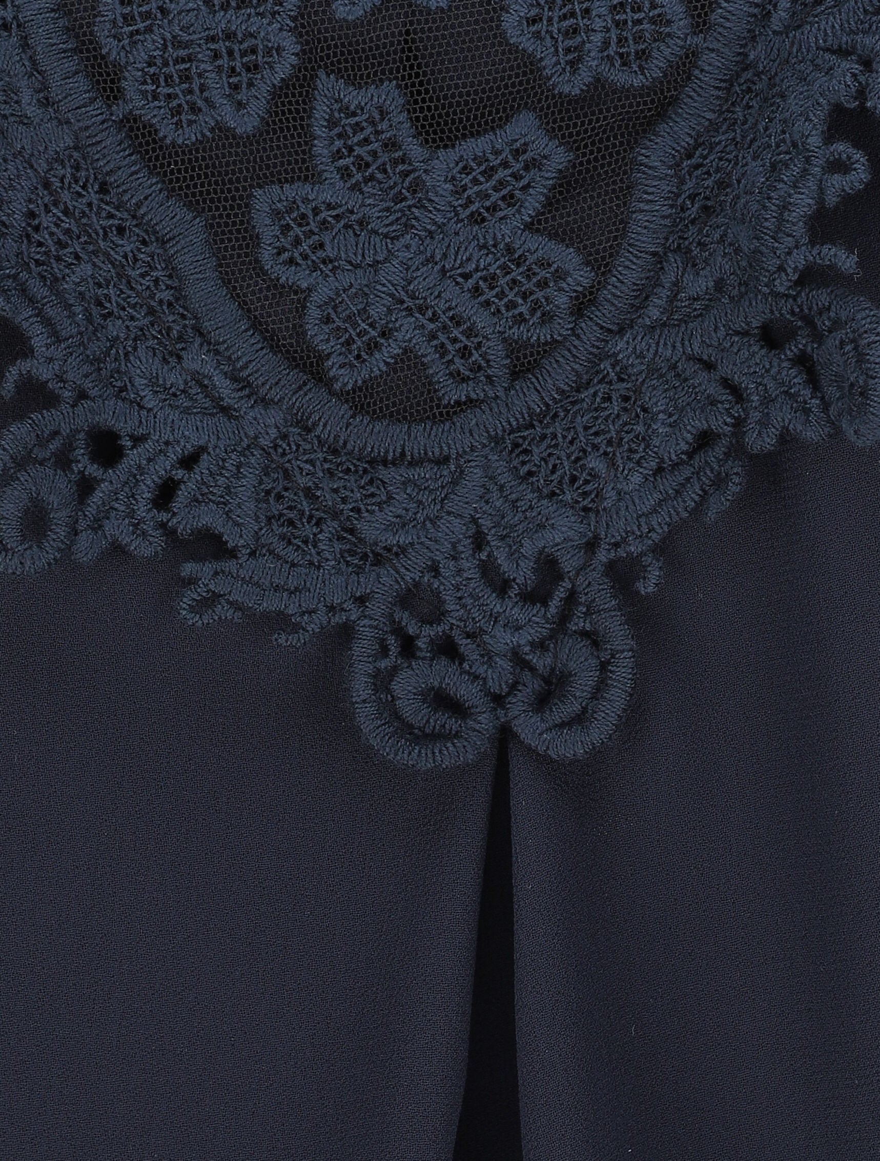 Top coupe boule à col en crochet et mesh - Bleu nuit - Image 3