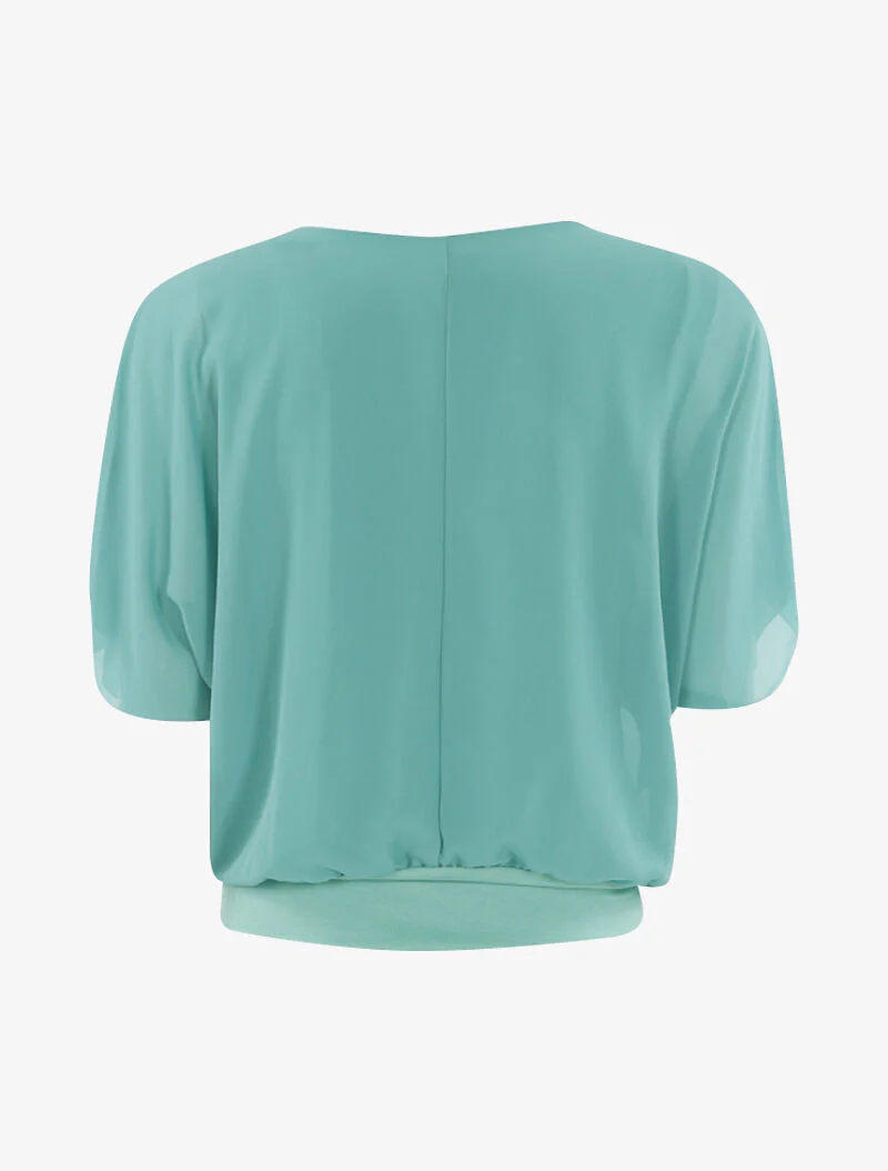 Top coupe boule en voile transparent - vert d'eau - Image 2