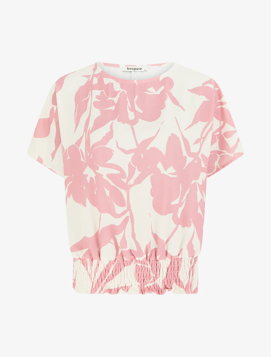Top coupe boule imprimé floral - Rose