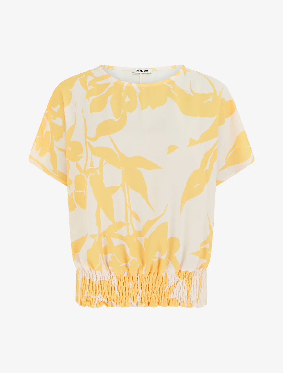 Top coupe boule imprimé floral - Jaune