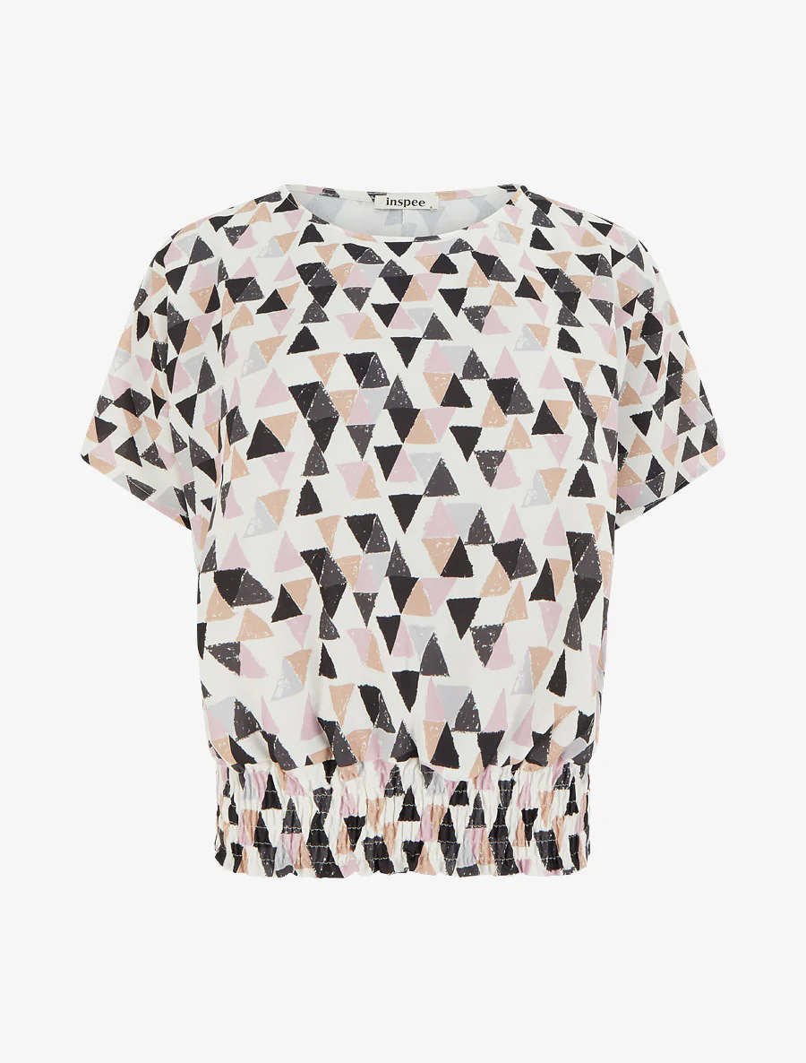 Top coupe boule imprimé triangles - Noir