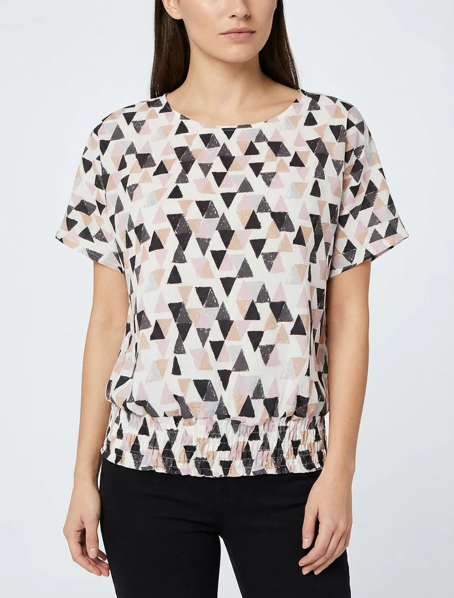 Top coupe boule imprimé triangles - Noir - Image 4