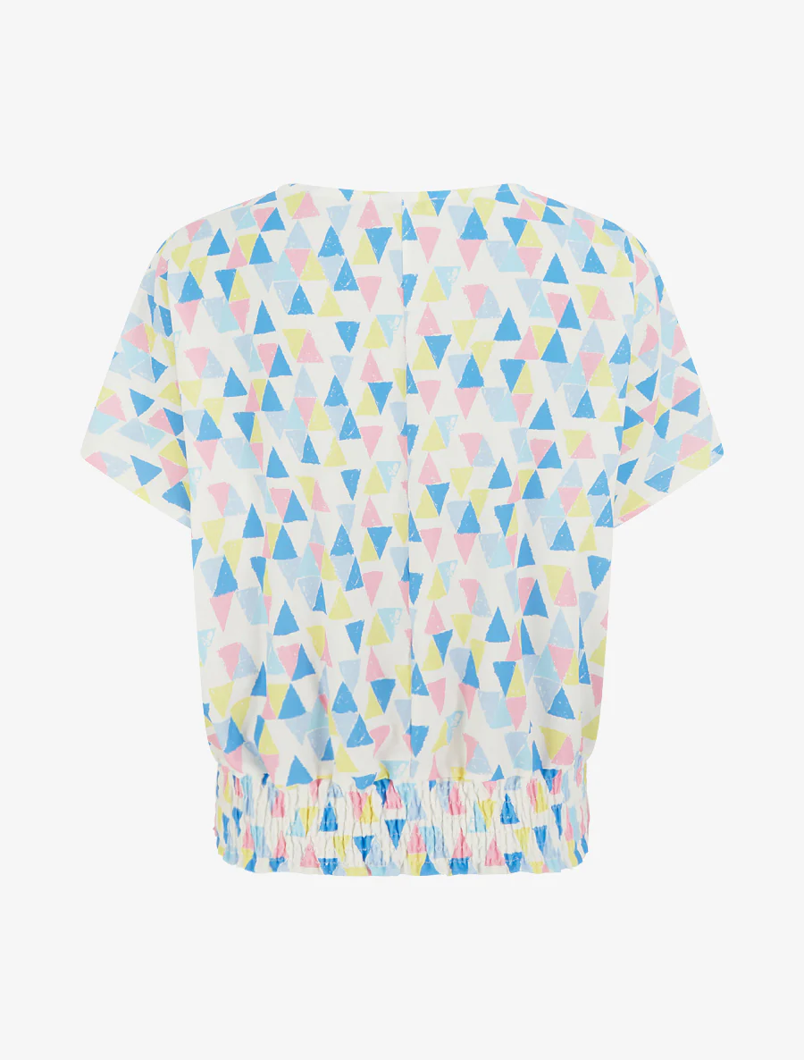 Top coupe boule imprimé triangles - Bleu ciel - Image 2