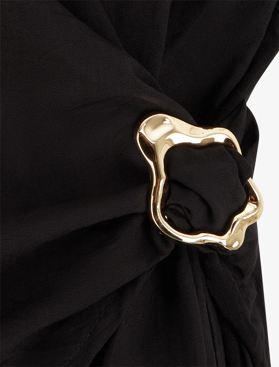 Top croisé à empiècement bijou - Noir - Image 3