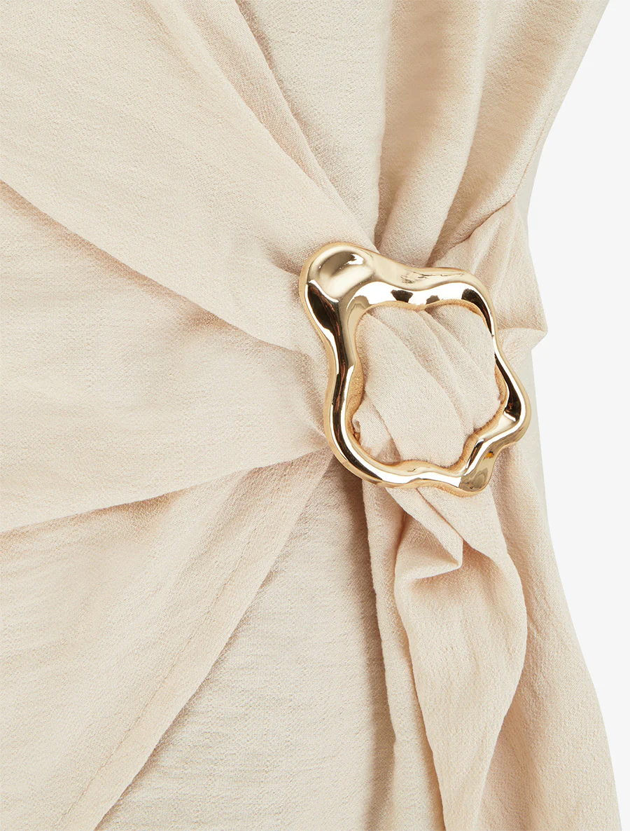 Top croisé à empiècement bijou - Beige - Image 3