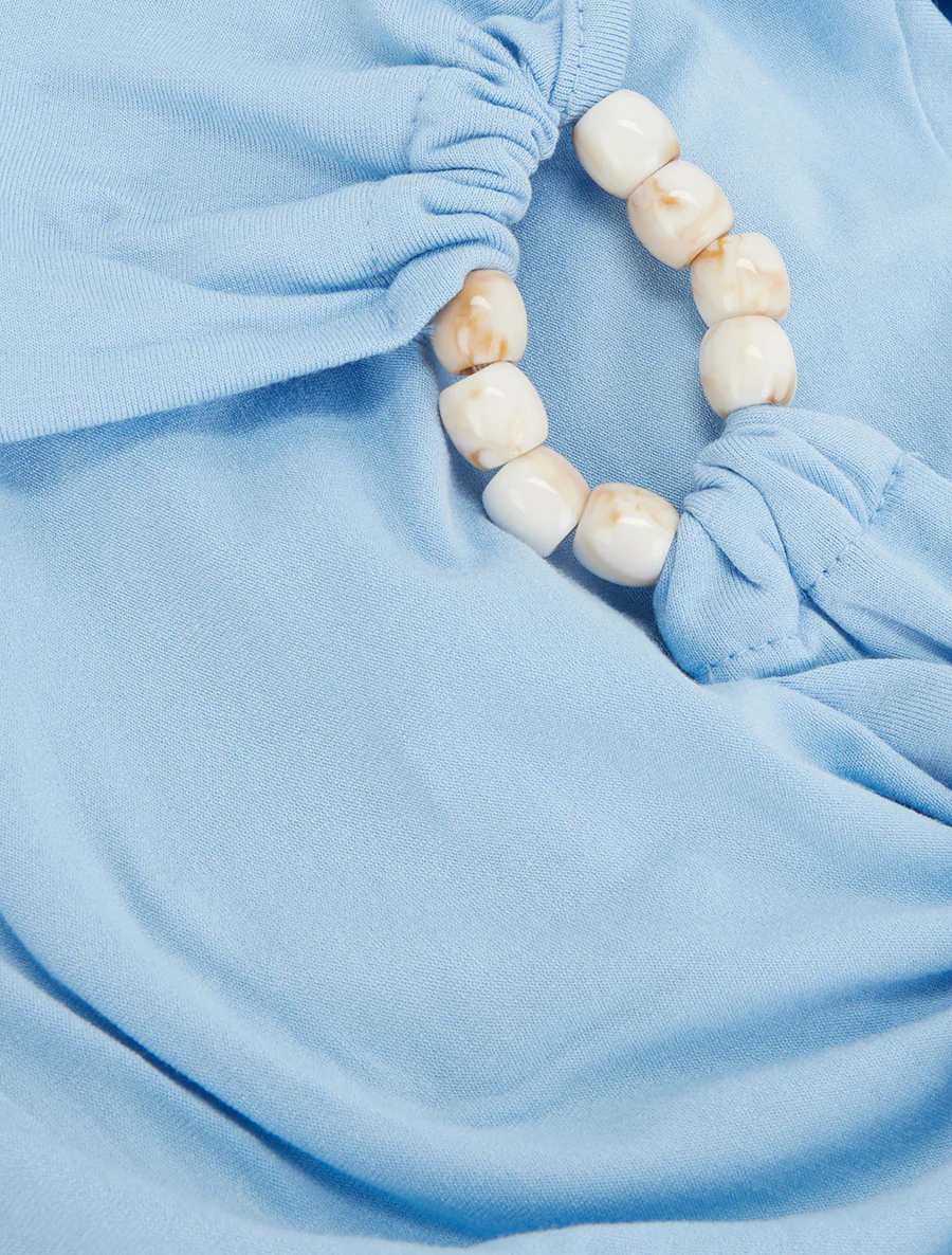 Top dos nu à perles - Bleu ciel - Image 3