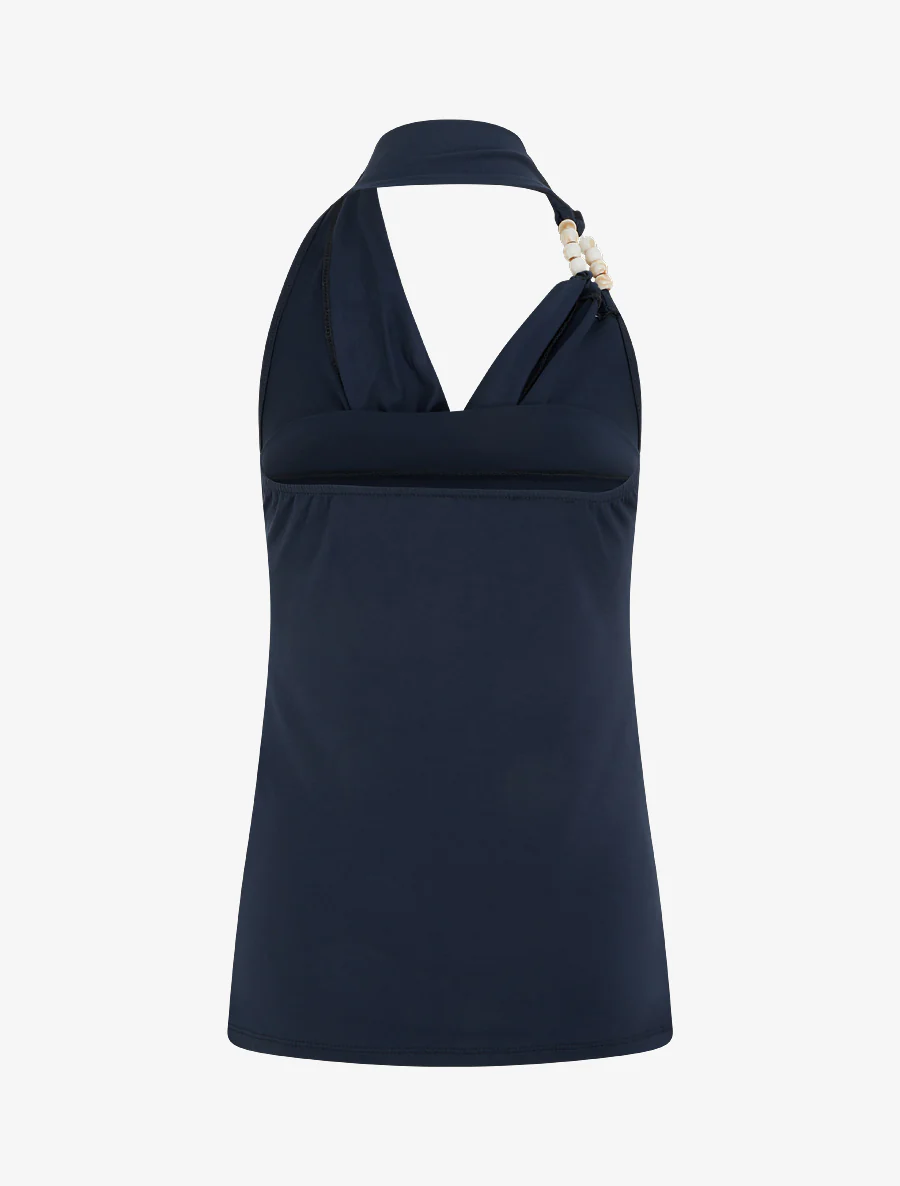 Top dos nu à perles - Marine - Image 2