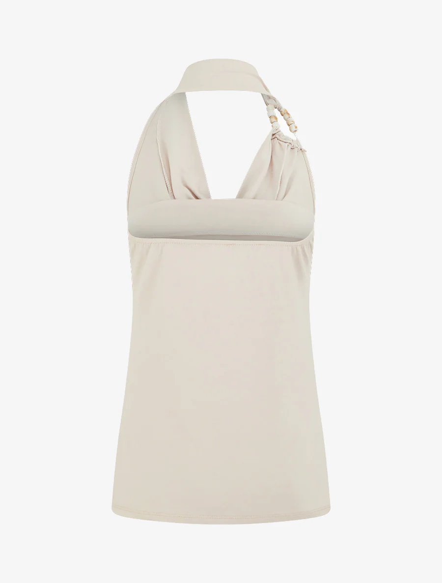 Top dos nu à perles - Beige - Image 2