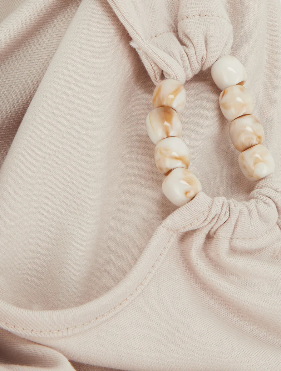 Top dos nu à perles - Beige - Image 3