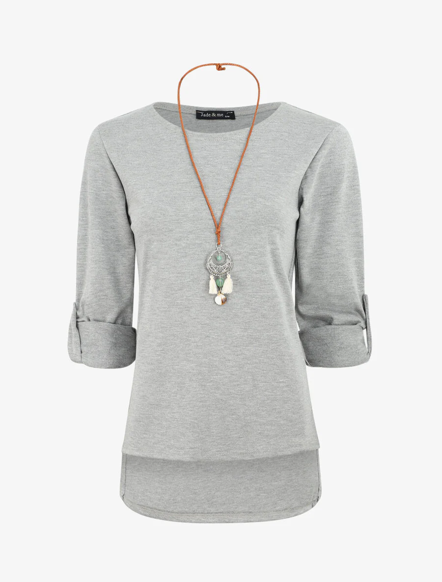 Top droit à bords fendus - Gris clair
