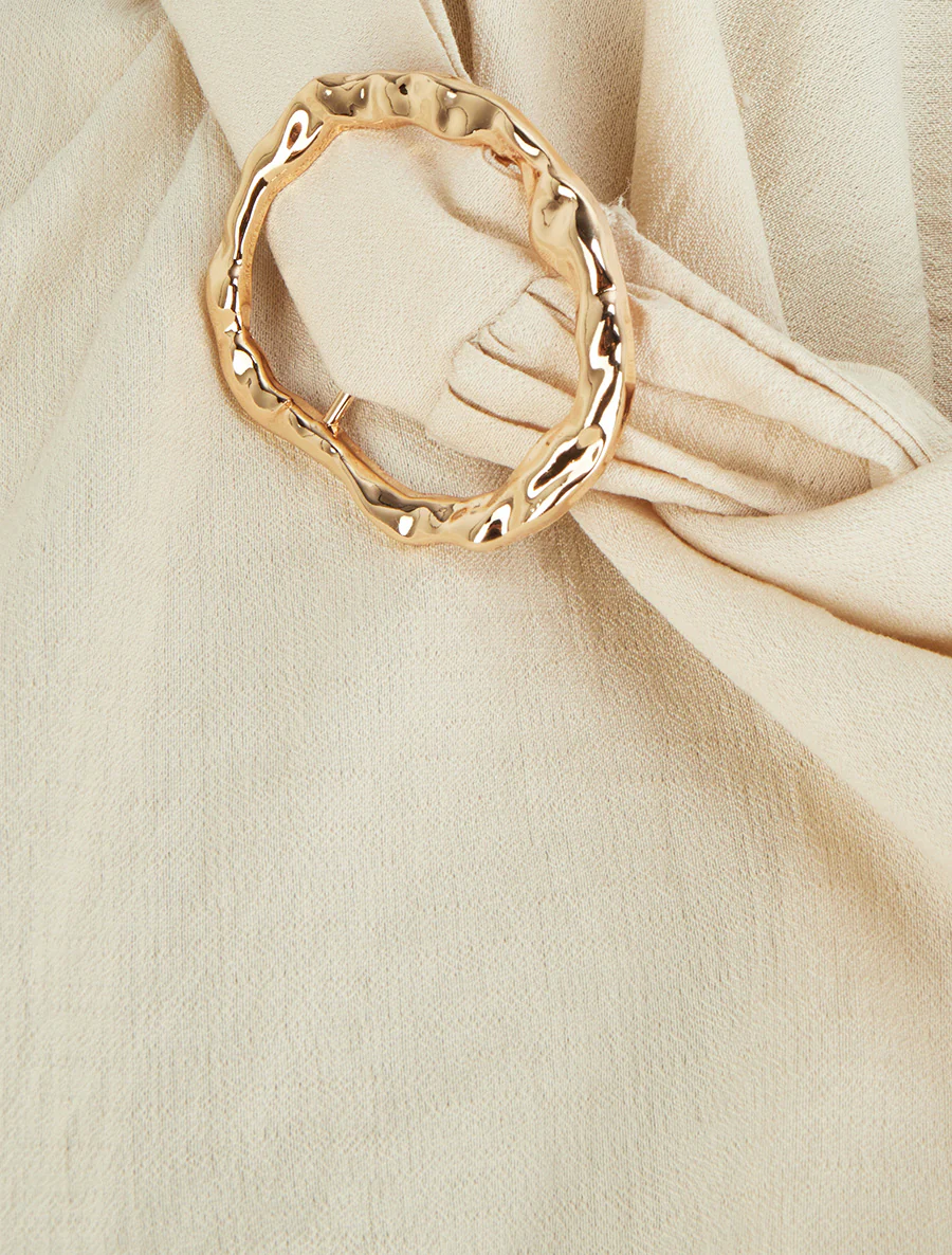 Top droit à dos nageur et bretelles bijoux - Beige - Image 3