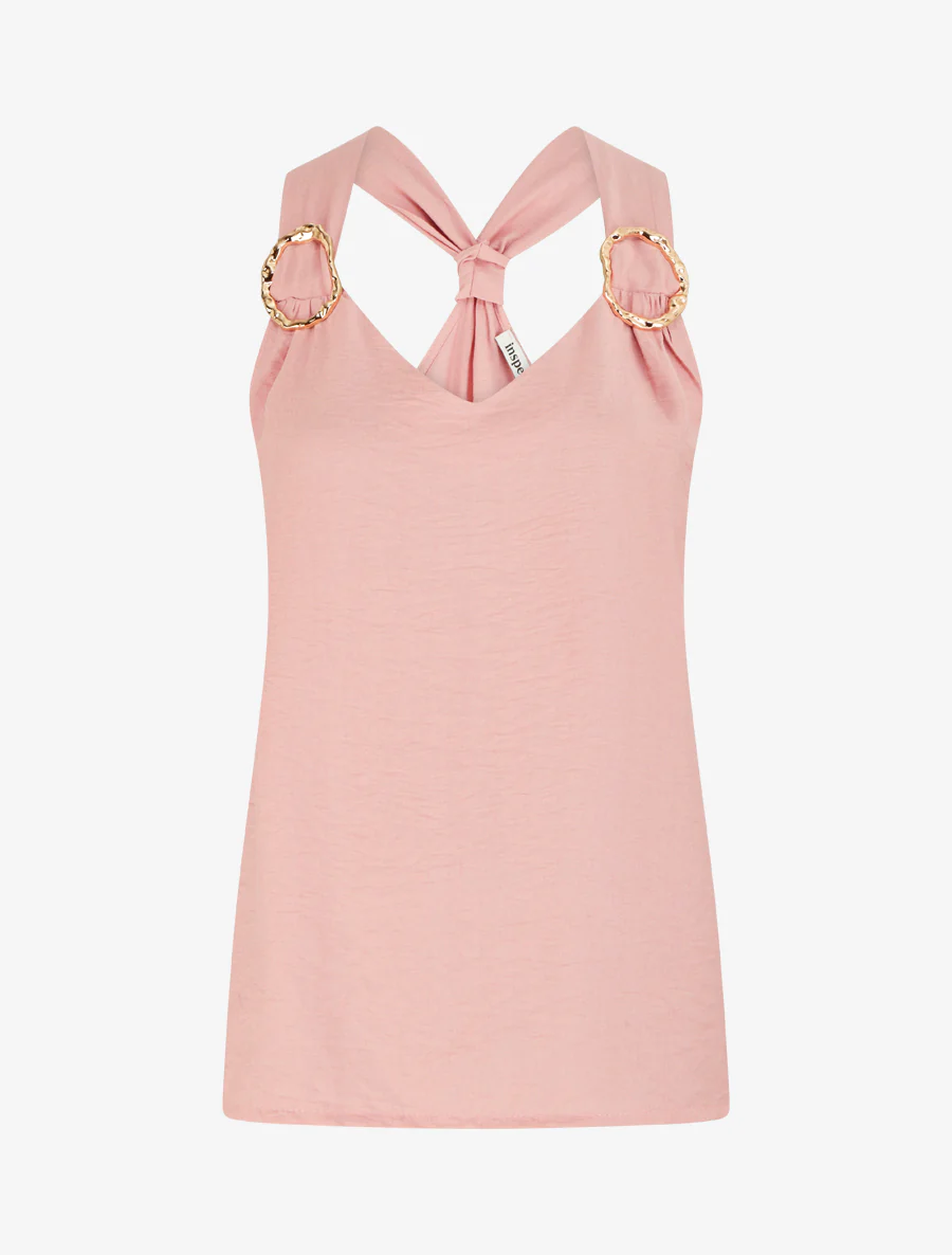 Top droit à dos nageur et bretelles bijoux - Rose