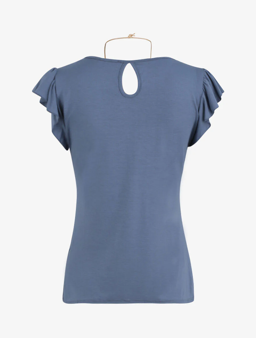 Top droit à épaules volantées - Bleu - Image 2
