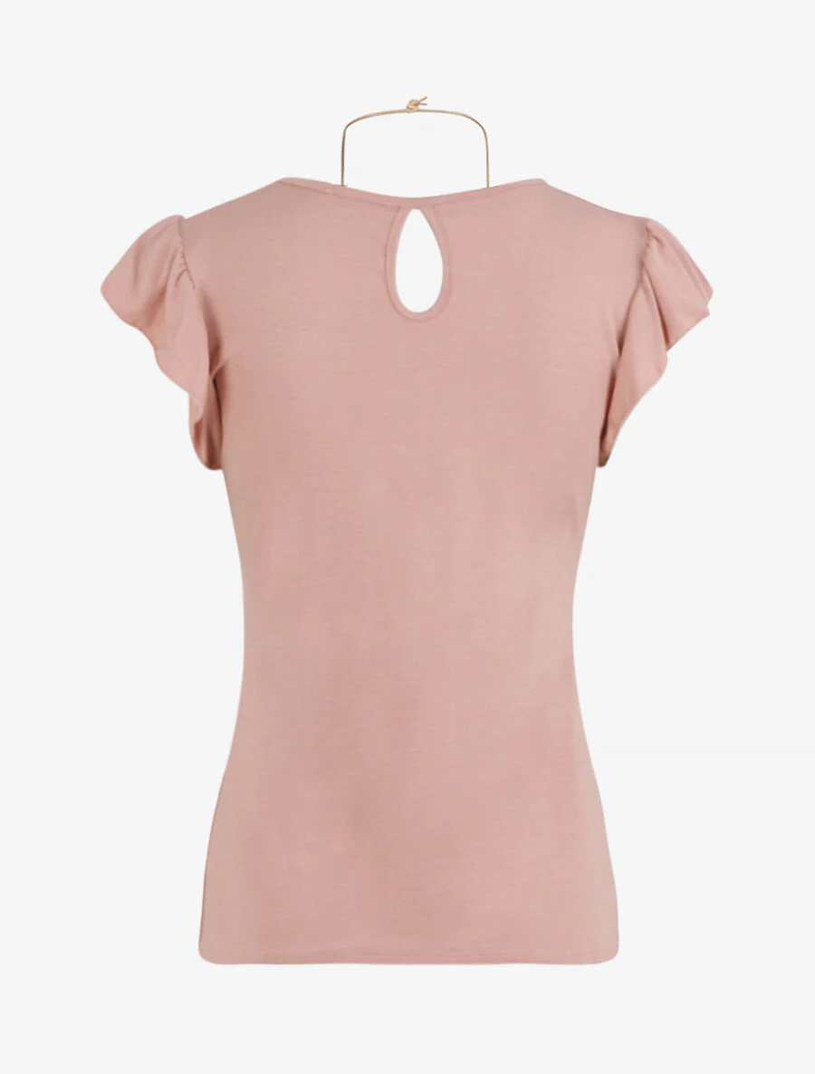 Top droit à épaules volantées - Rose - Image 2