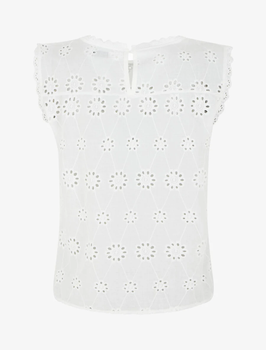 Top droit en broderie anglaise - Blanc - Image 2