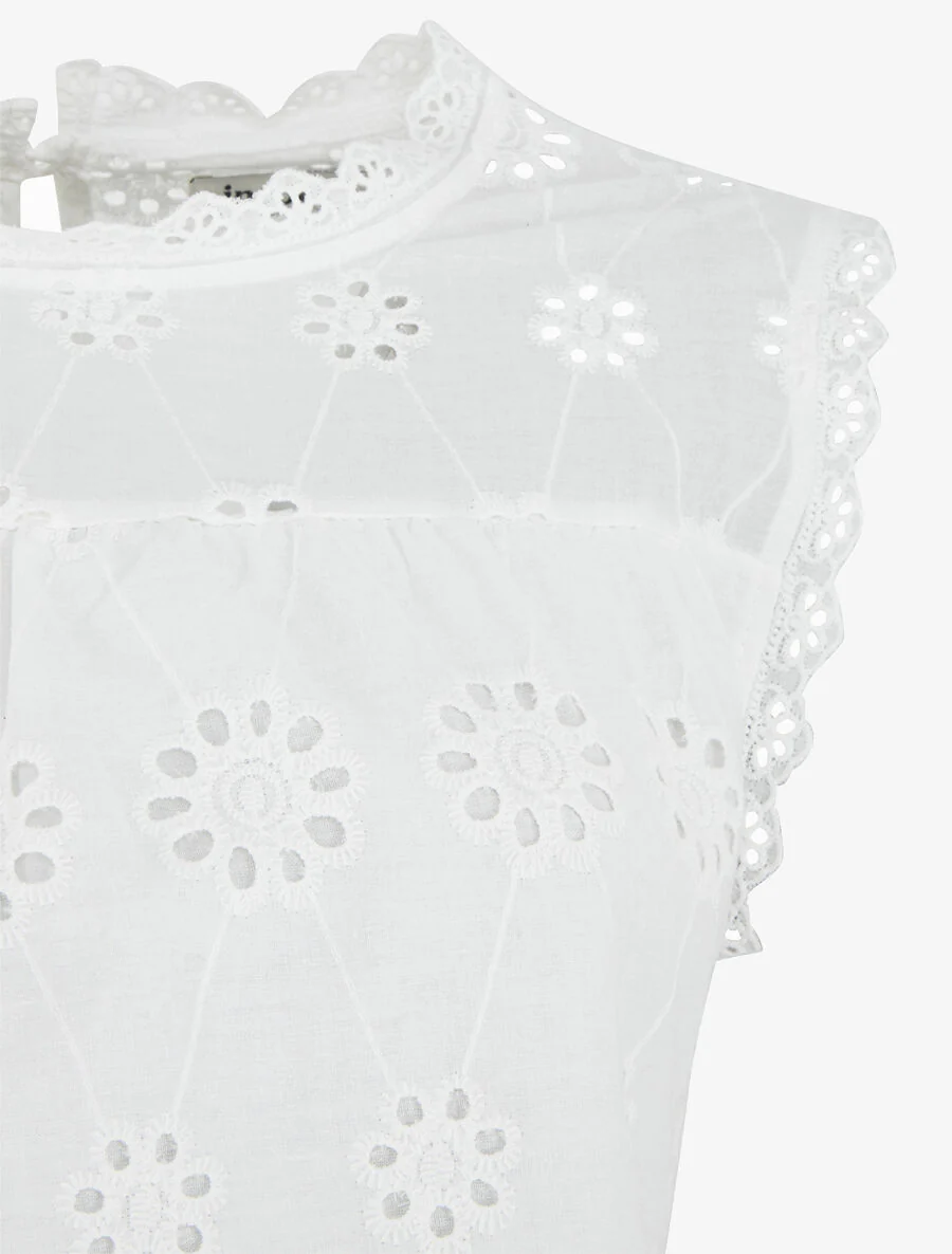 Top droit en broderie anglaise - Blanc - Image 3