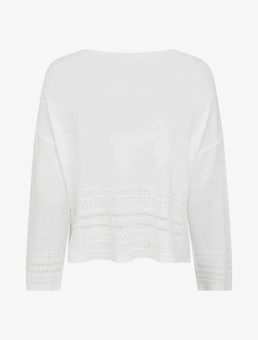 Top droit en maille à bords fantaisie - Blanc - Image 2