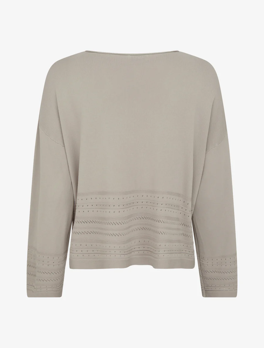 Top droit en maille à bords fantaisie - Taupe - Image 2