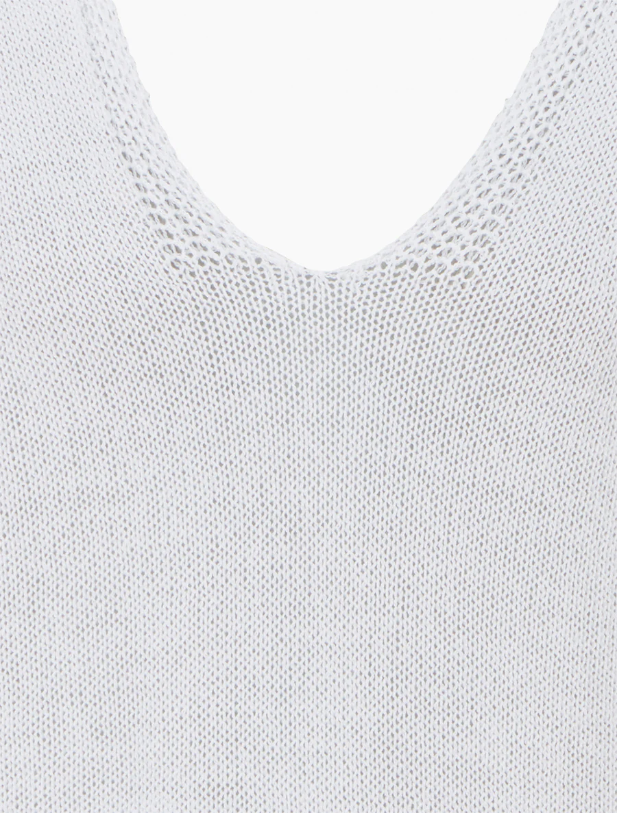 Top droit en maille à manches courtes - Blanc - Image 3