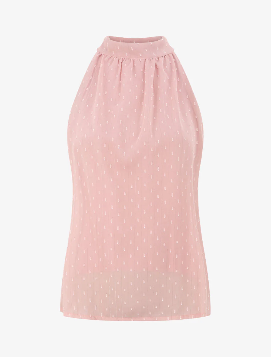 Top droit en voile plumetis irisé - Rose