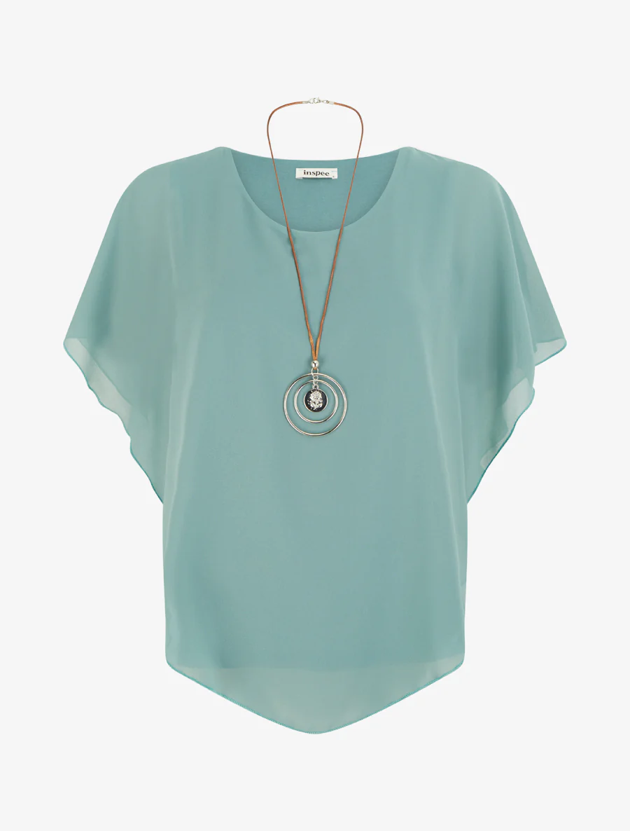 Top droit fluide en voile - Turquoise