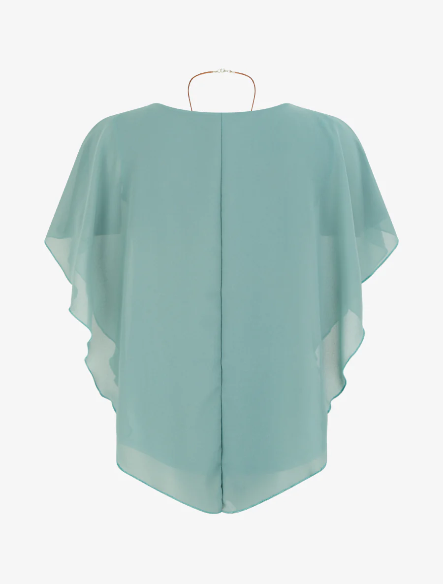 Top droit fluide en voile - Turquoise - Image 2
