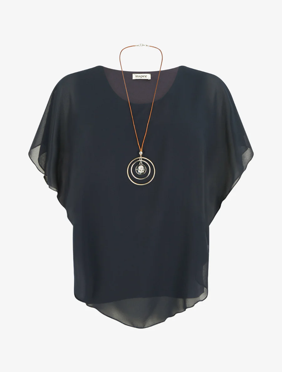 Top droit fluide en voile - Marine