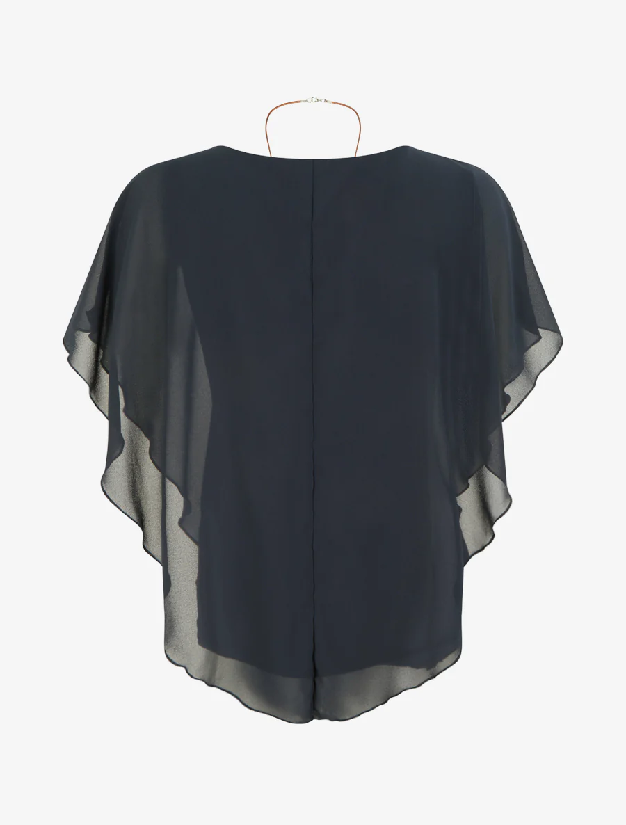 Top droit fluide en voile - Marine - Image 2