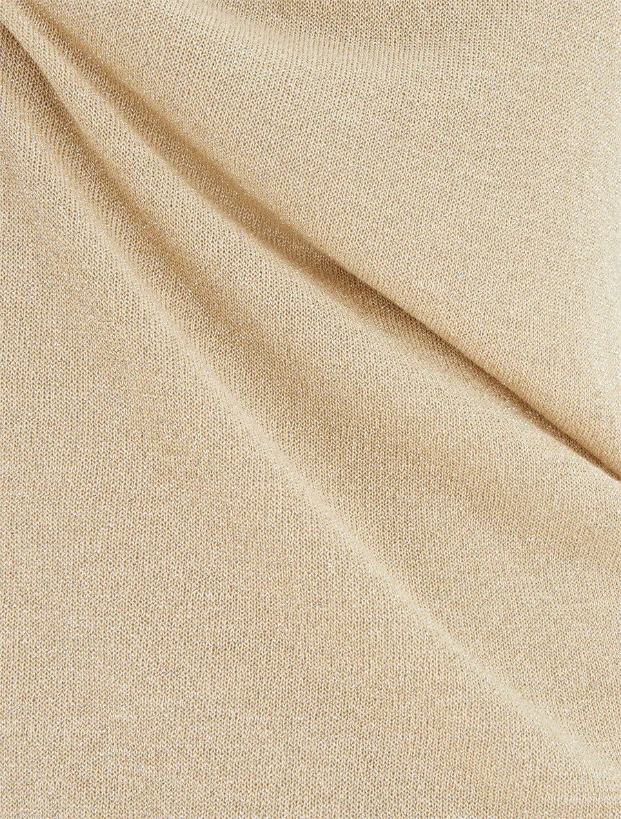 Top droit manches courtes en maille irisée - Beige - Image 3