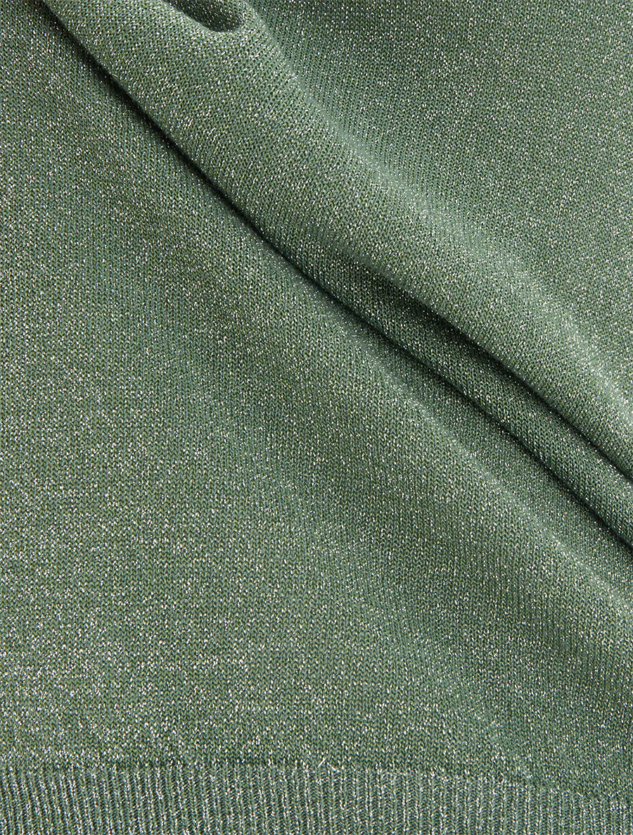 Top droit manches courtes en maille irisée - Kaki - Image 3